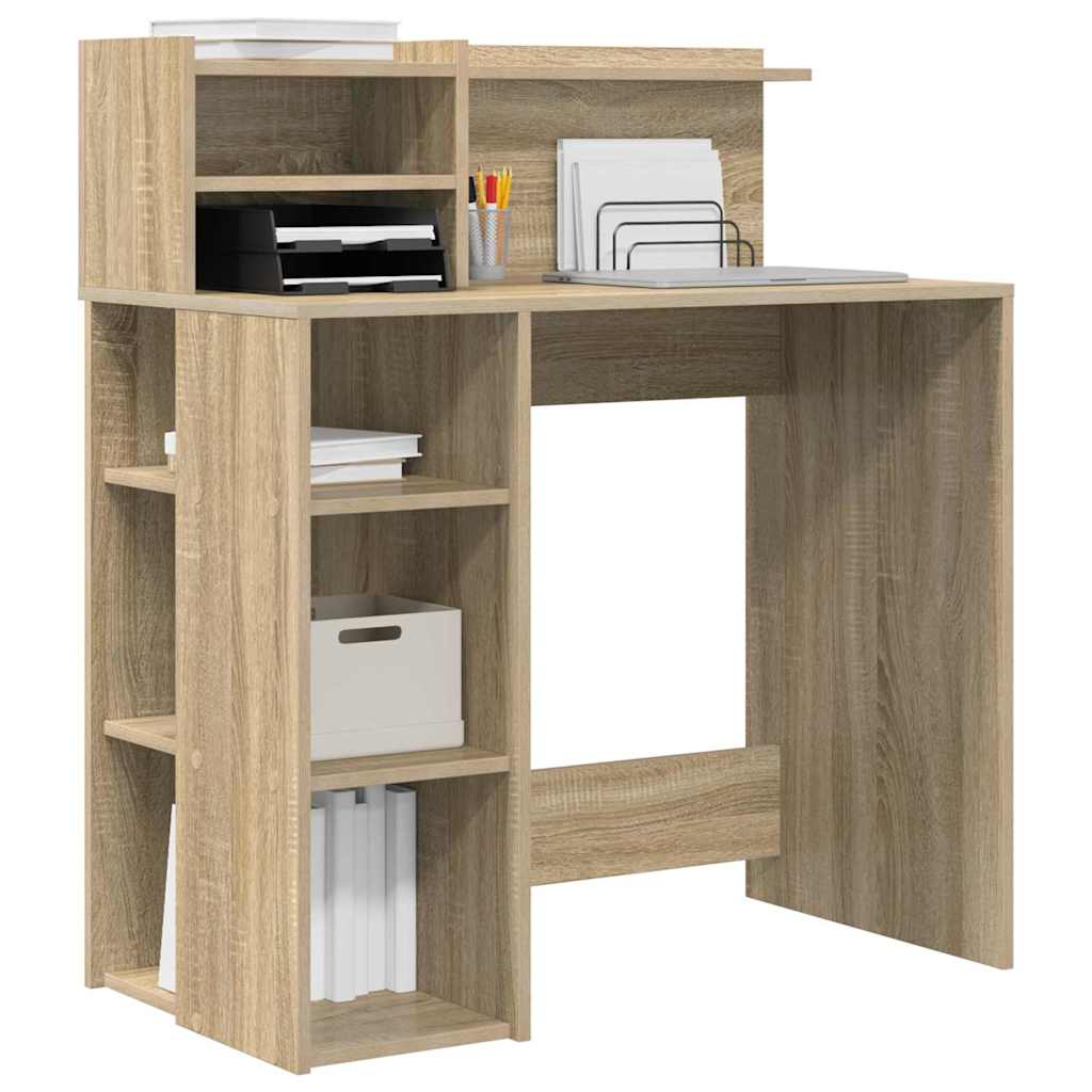 vidaXL Γραφείο με Αποθήκευση με ράφι Sonoma Δρυς 90 x 48 x 101.5 εκ.
