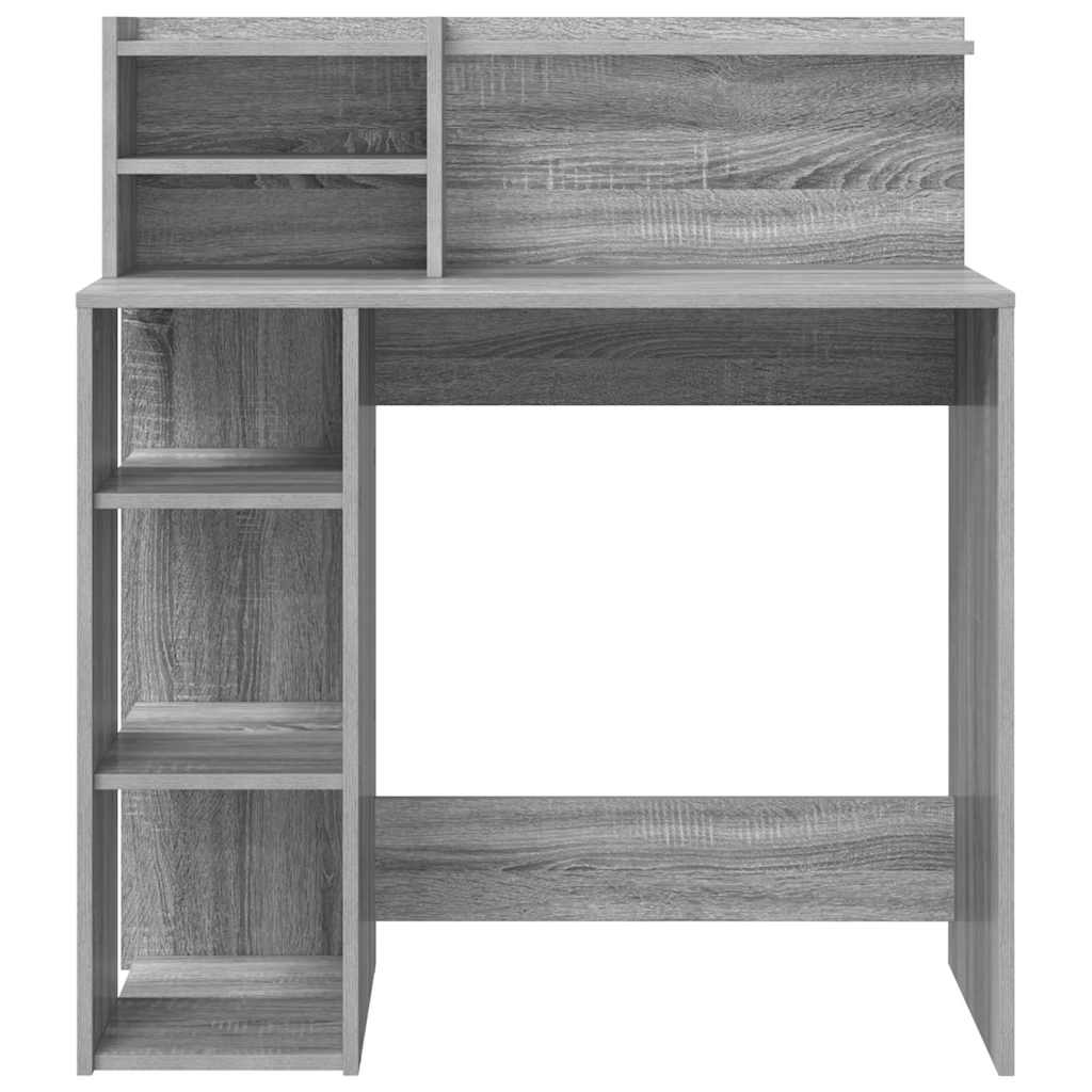 vidaXL Γραφείο με Αποθήκευση με ράφι Γκρι sonoma 90 x 48 x 101.5 εκ.