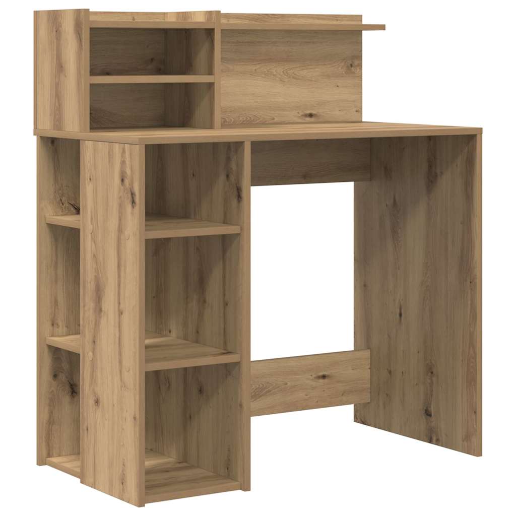 vidaXL Γραφείο με Αποθήκευση με ράφι artisan δρυς 90 x 48 x 101.5 εκ.