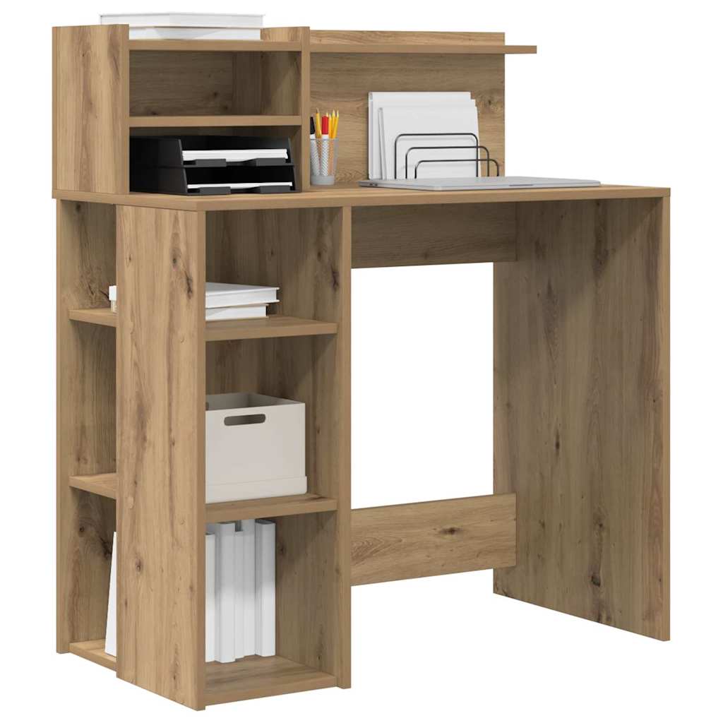 vidaXL Γραφείο με Αποθήκευση με ράφι artisan δρυς 90 x 48 x 101.5 εκ.