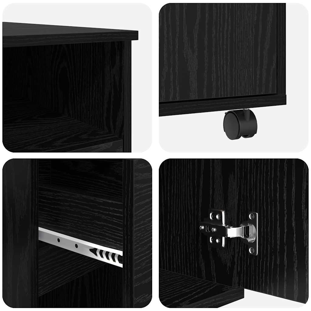 vidaXL Γραφείο με Ρόδες Μαύρη Οξυά 91 x 50 x 77 εκ. Επεξεργασμένο ξύλο