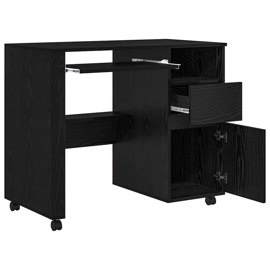 vidaXL Γραφείο με Ρόδες Μαύρη Οξυά 91 x 50 x 77 εκ. Επεξεργασμένο ξύλο