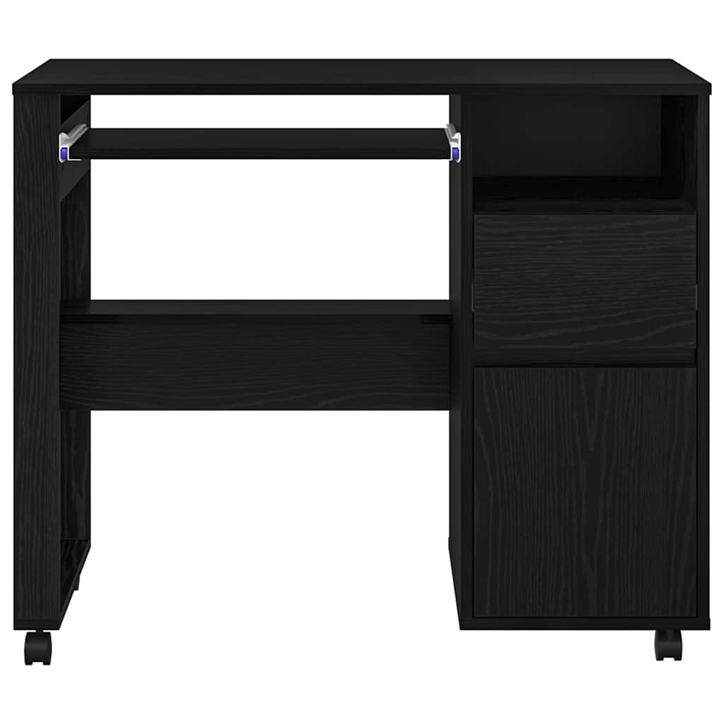 vidaXL Γραφείο με Ρόδες Μαύρη Οξυά 91 x 50 x 77 εκ. Επεξεργασμένο ξύλο