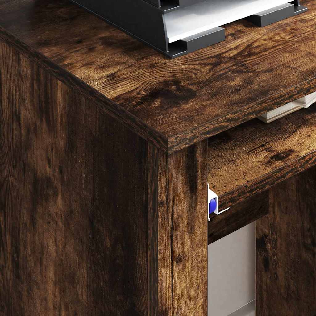 vidaXL Γραφείο με Ρόδες με συρτάρι Καπνιστή δρυς 91 x 50 x 77 εκ.