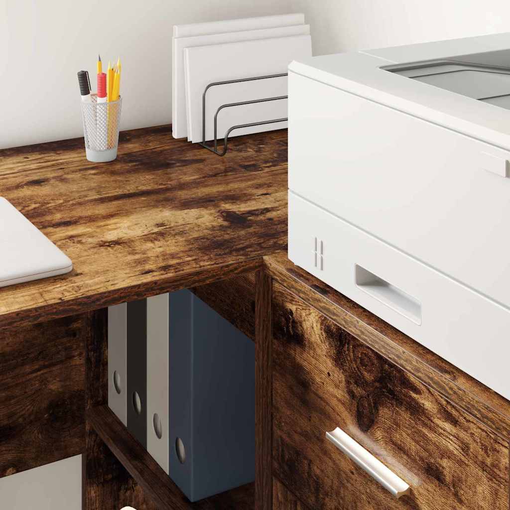 vidaXL Πλαϊνό γραφείο με συρτάρι Καπνιστή δρυς 38 x 34,5 x 75 εκ