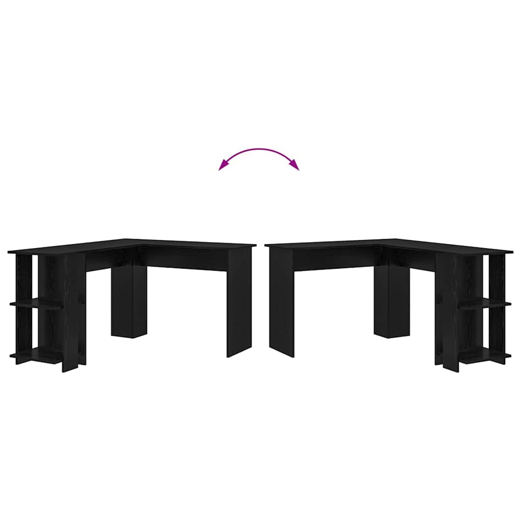 vidaXL Γωνιακό Γραφείο με Αποθήκη Μαύρη δρυς 140 x 113.5 x 75 εκ.