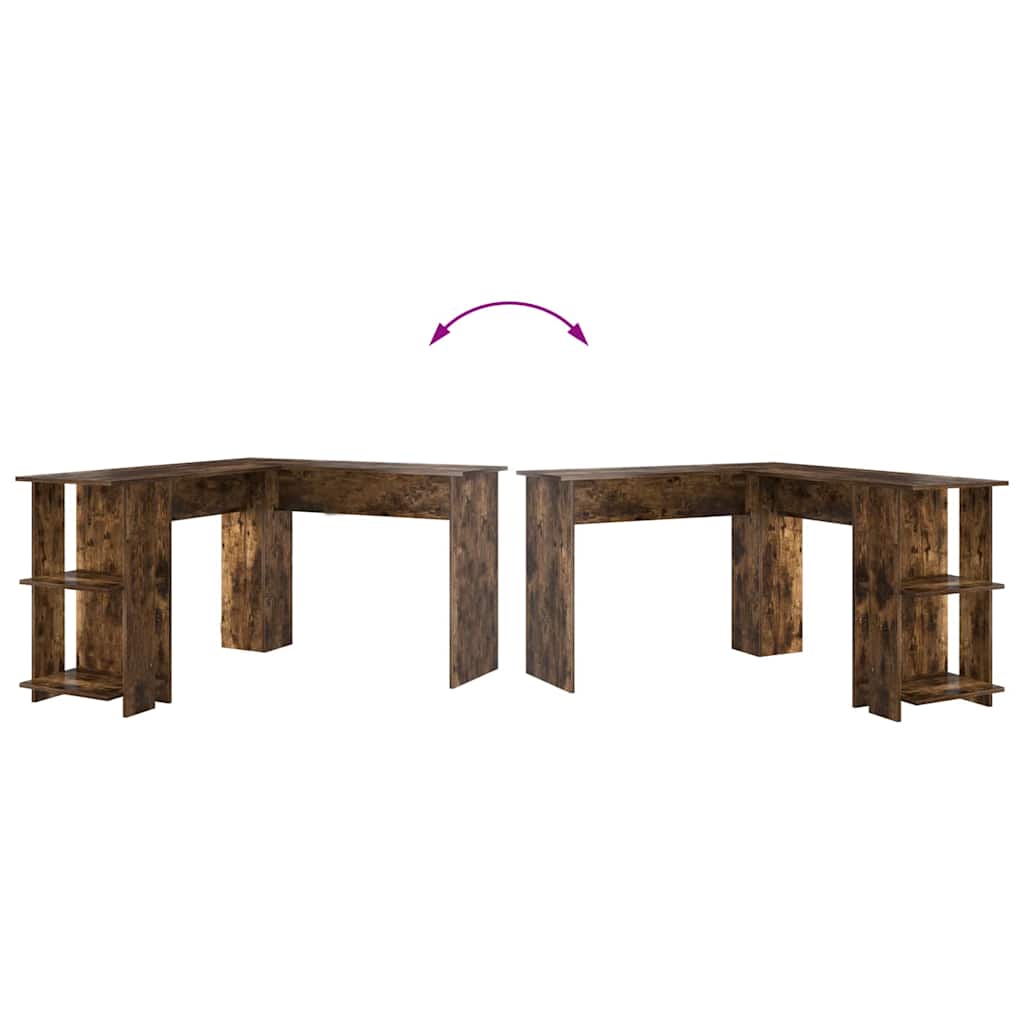 vidaXL Γωνιακό Γραφείο με Αποθήκη Καπνιστό Δρύς 140 x 113.5 x 75 εκ.