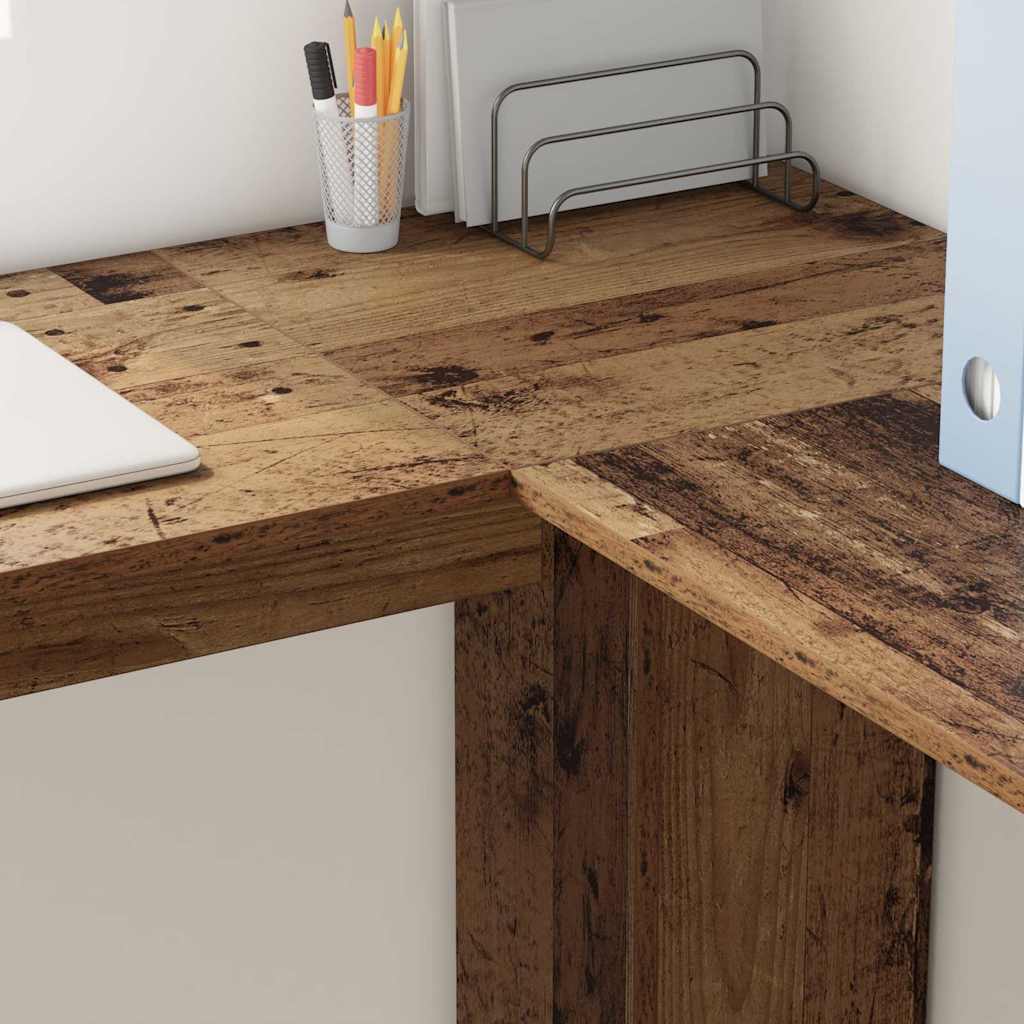 vidaXL Γωνιακό Γραφείο με Αποθήκη Παλαιό ξύλο 140 x 113.5 x 75 εκ.