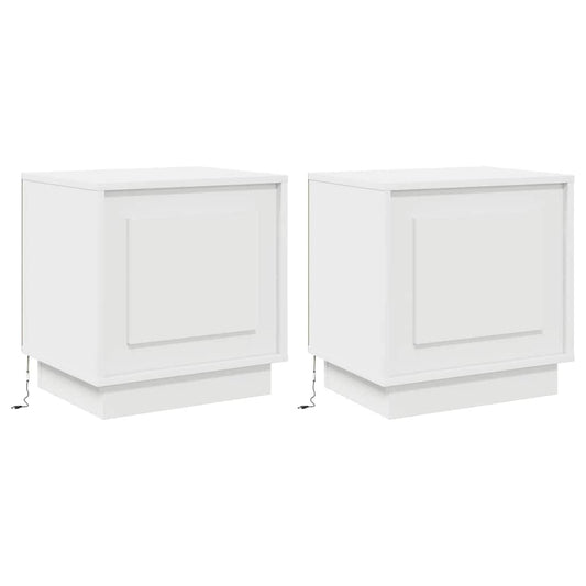 vidaXL Κομοδίνο με 2 pcs Λευκό 44 x 34.5 x 45 εκ Επεξεργασμένο ξύλο