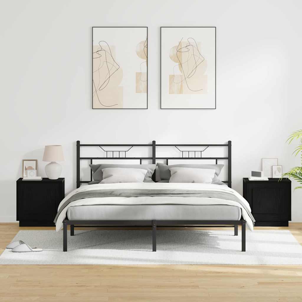 vidaXL Κομοδίνο με 2 pcs Μαύρο 44 x 34.5 x 45 εκ Επεξεργασμένο ξύλο