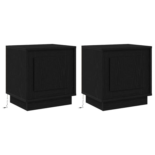 vidaXL Κομοδίνο 2 τμχ. Μαύρο 44 x 34,5 x 45 εκ Επεξεργασμένο Ξύλο