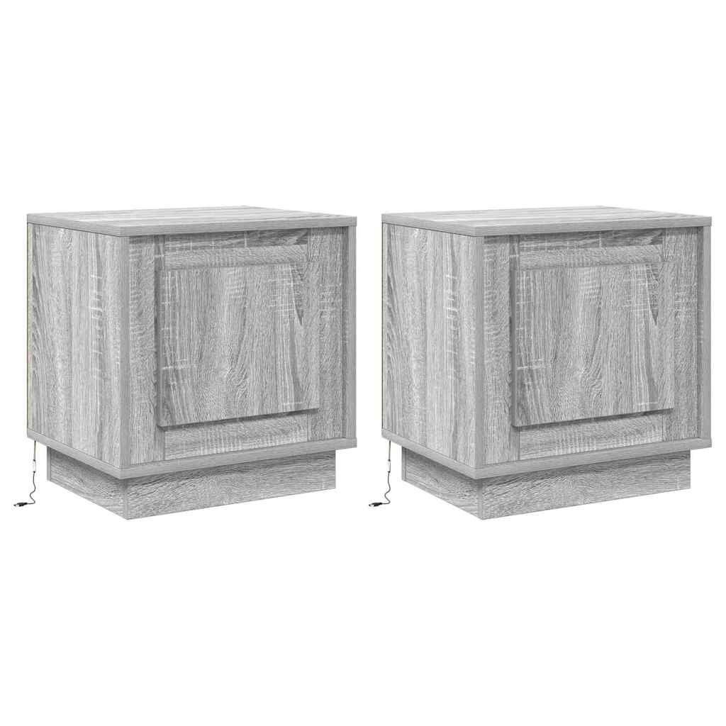vidaXL Κομοδίνο με 2 pcs Γκρι 44 x 34.5 x 45 εκ Επεξεργασμένο ξύλο