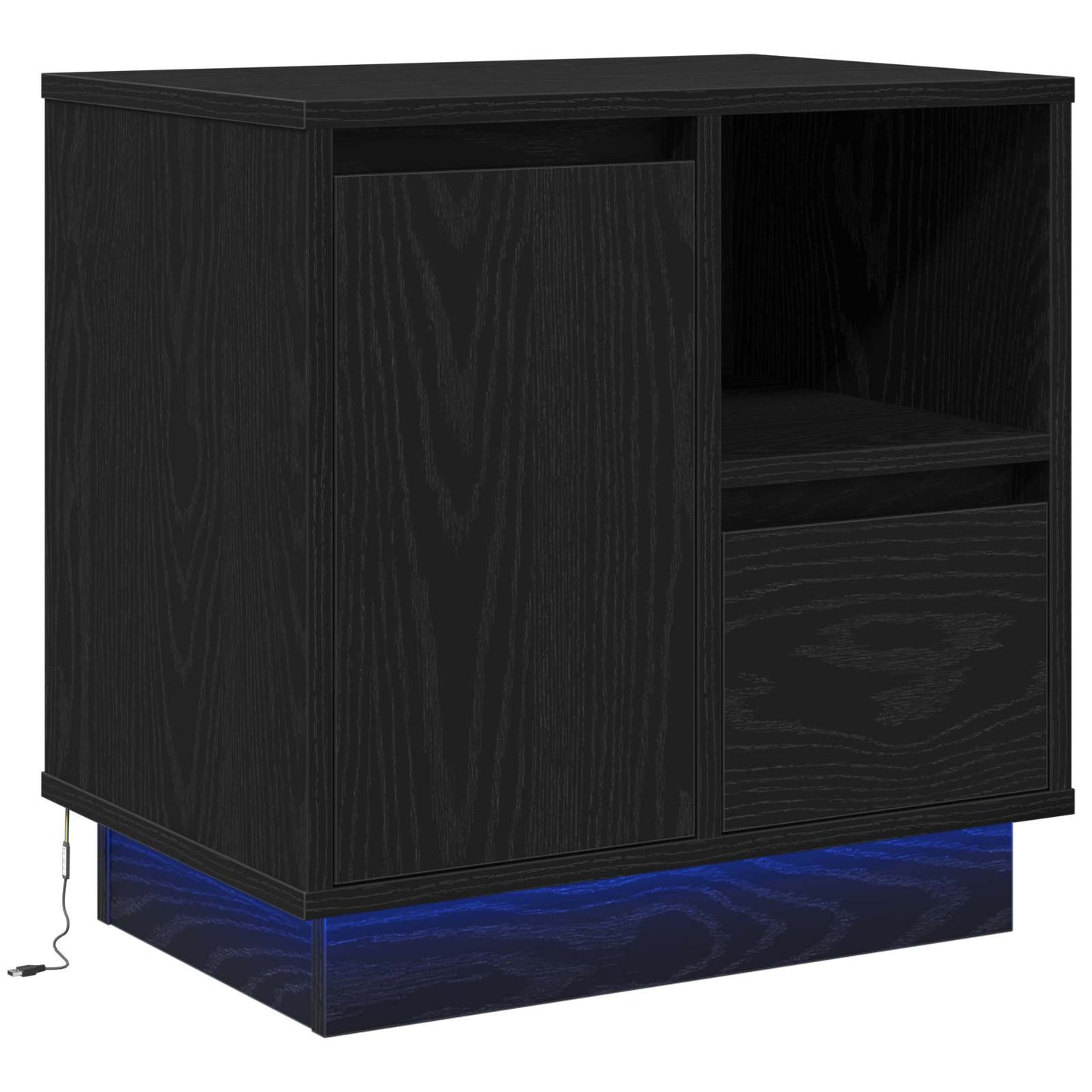 vidaXL Κομοδίνο με συρτάρι Μαύρο 50 x 34.5 x 50 εκ. Επεξεργασμένο ξύλο