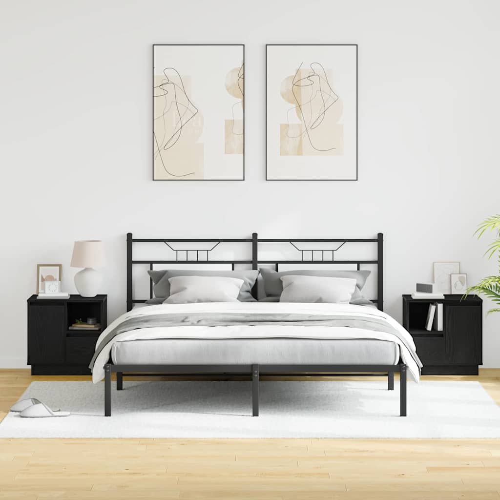 vidaXL Κομοδίνο με 2 pcs Μαύρο 50 x 34.5 x 50 εκ. Επεξεργασμένο ξύλο