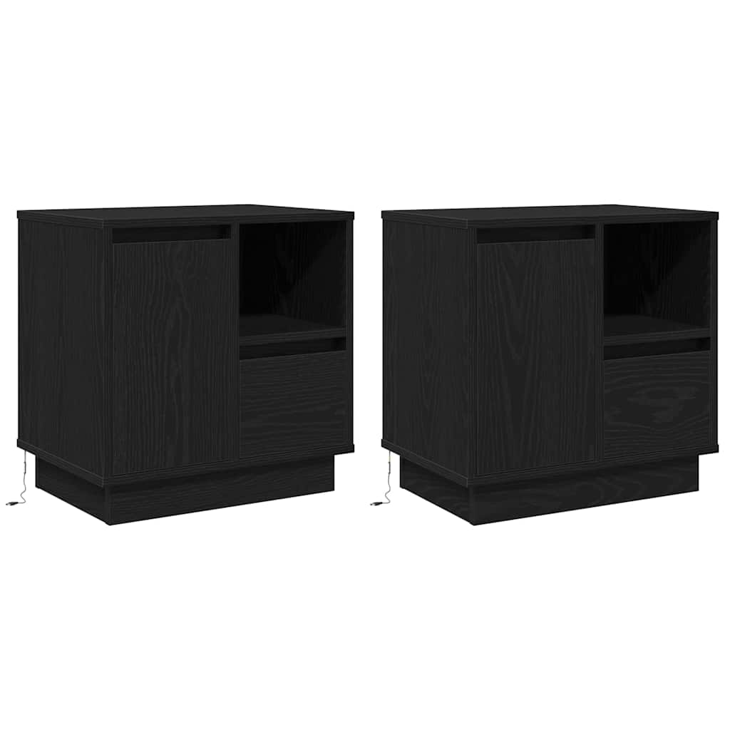 vidaXL Κομοδίνο με 2 pcs Μαύρο 50 x 34.5 x 50 εκ. Επεξεργασμένο ξύλο