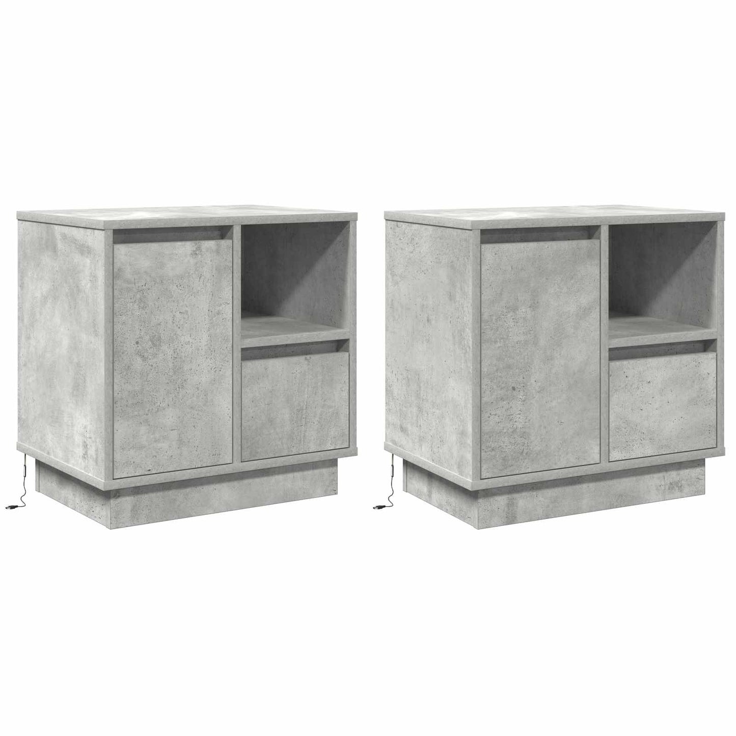 vidaXL Κομοδίνο με συρτάρι 2 pcs Γκρι σκυροδέματος 50 x 34.5 x 50 εκ.