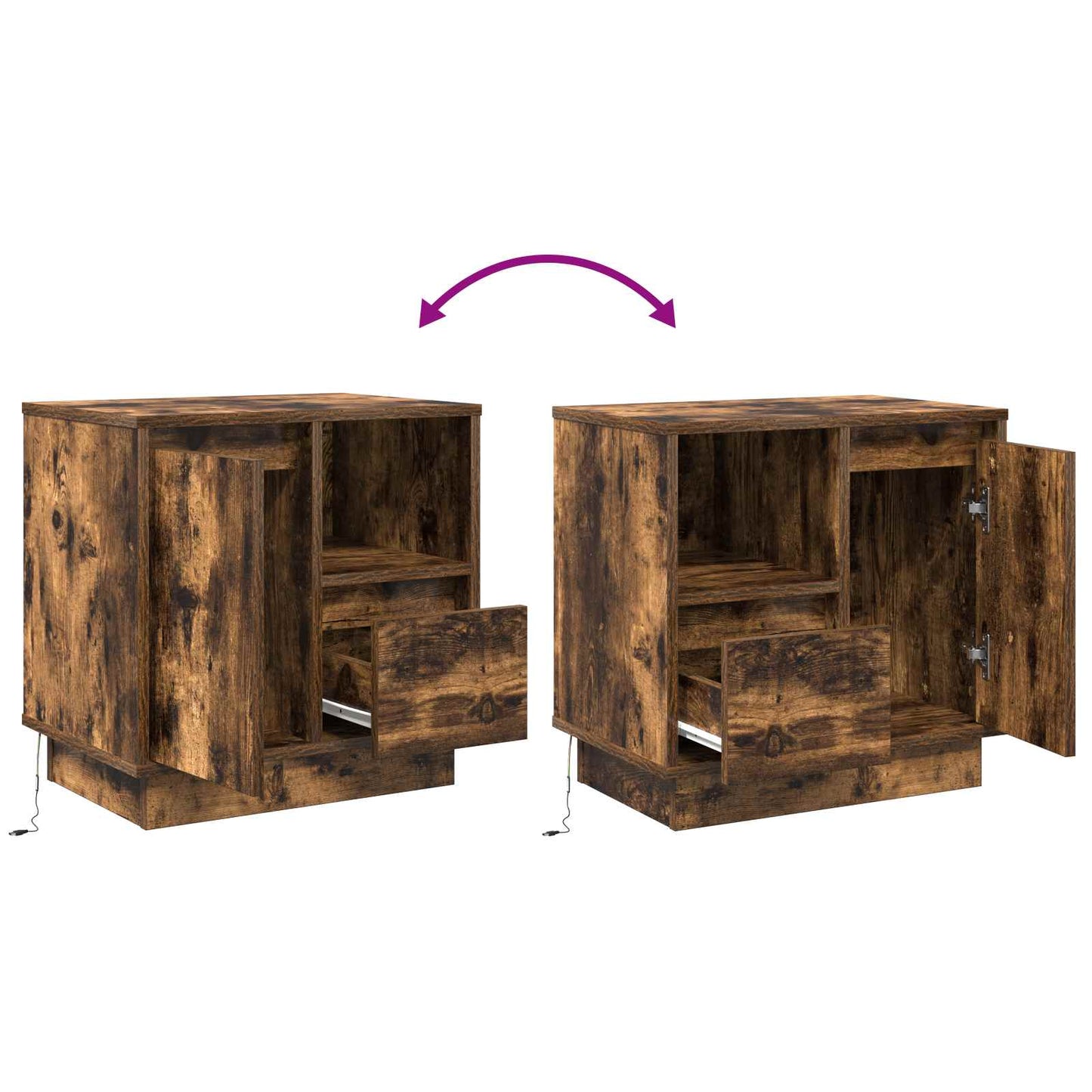 vidaXL Κομοδίνο με Καπνιστή δρυς 50 x 34.5 x 50 εκ. Επεξεργασμένο ξύλο