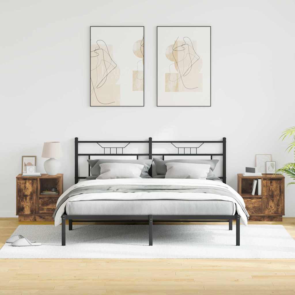 vidaXL Κομοδίνο με συρτάρι με 2 pcs Καπνιστή δρυς 50 x 34.5 x 50 εκ.