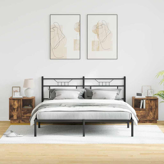 vidaXL Κομοδίνο με συρτάρι με 2 pcs Καπνιστή δρυς 50 x 34.5 x 50 εκ.