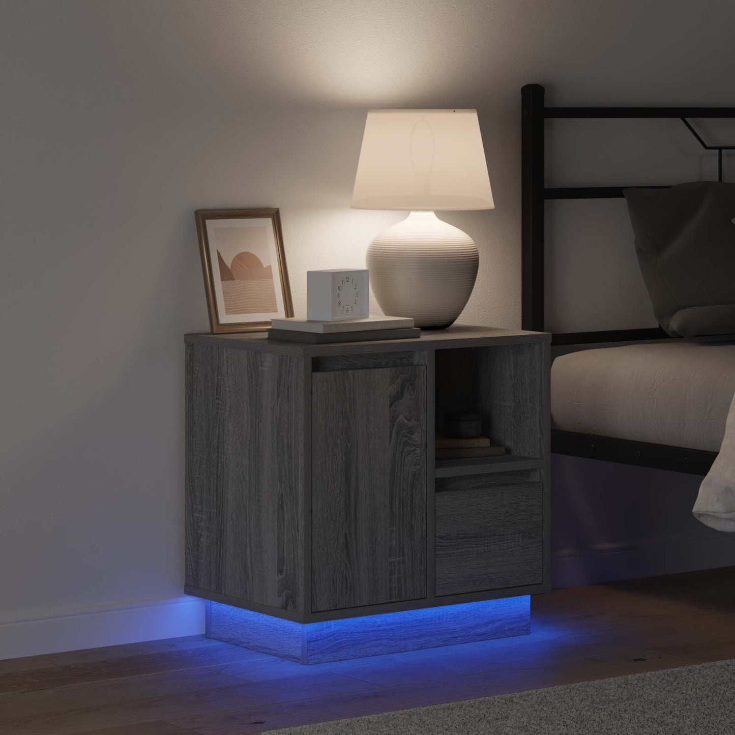 vidaXL Κομοδίνο με συρτάρι Γκρι 50 x 34,5 x 50 εκ. Επεξεργασμένο ξύλο