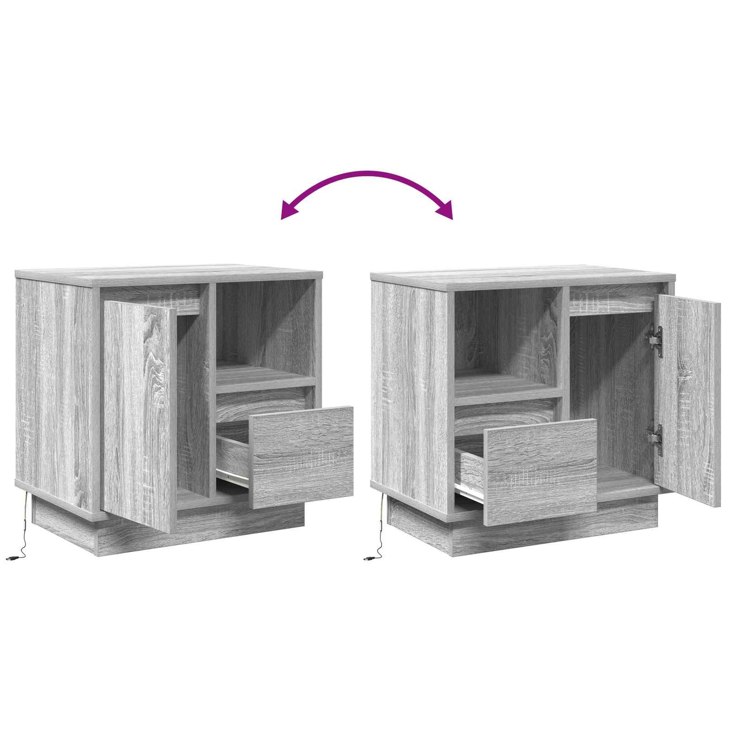 vidaXL Κομοδίνο με 2 pcs Γκρι 50 x 34.5 x 50 εκ. Επεξεργασμένο ξύλο
