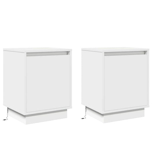 vidaXL Κομοδίνο με 2 pcs Λευκό 39 x 34.5 x 50 εκ. Επεξεργασμένο ξύλο
