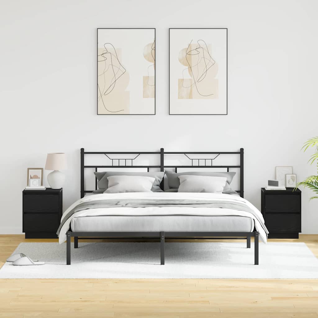 vidaXL Κομοδίνο με 2 pcs Μαύρο 39 x 34.5 x 50 εκ. Επεξεργασμένο ξύλο