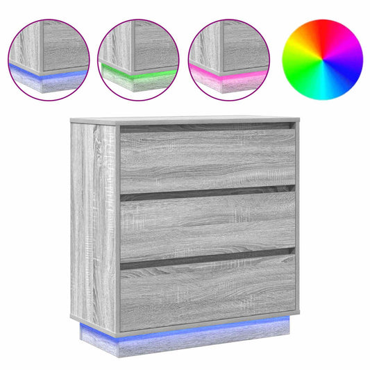 vidaXL Κομοδίνο με συρτάρι Γκρι 71 x 34,5 x 75 εκ. Επεξεργασμένο ξύλο