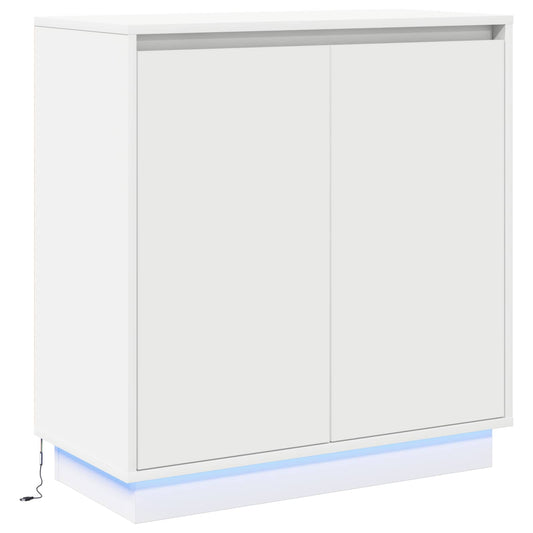 vidaXL Πλευρικό Τραπέζι LED Λευκό 71 x 34,5 x 75 εκ.
