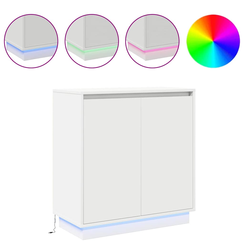 vidaXL Κομοδίνο με ράφι Λευκό 71 x 34.5 x 75 εκ. Επεξεργασμένο ξύλο