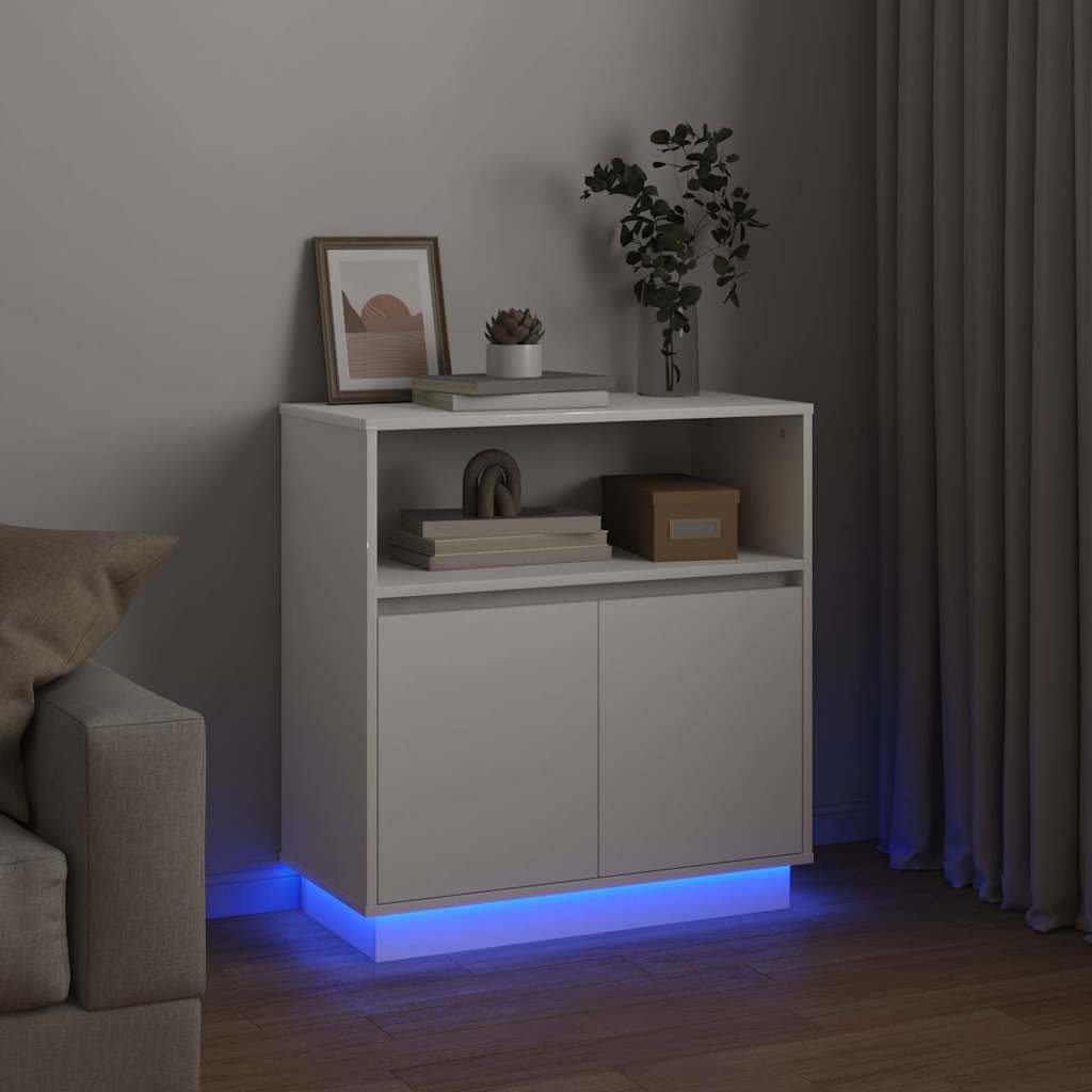 vidaXL Πλαϊνό Γραφείο με LED Λευκό 71 x 34.5 x 75 εκ.