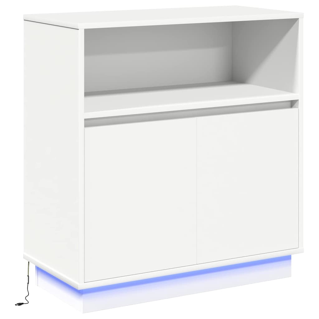 vidaXL Πλαϊνό Γραφείο με LED Λευκό 71 x 34.5 x 75 εκ.