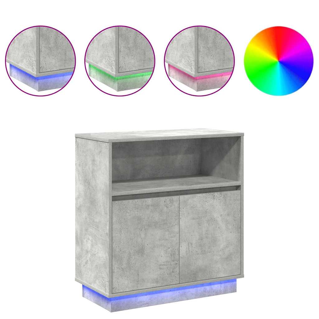 vidaXL Πλαϊνό Γραφείο με LED Γκρι σκυροδέματος 71 x 34.5 x 75 εκ.