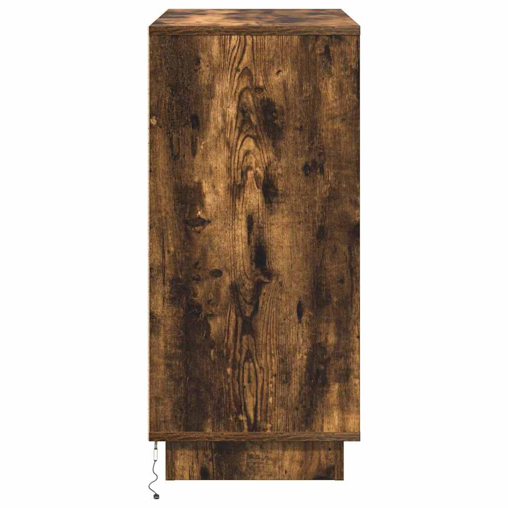 vidaXL Πλαϊνό Γραφείο με LED Καπνιστή δρυς 71 x 34.5 x 75 εκ.