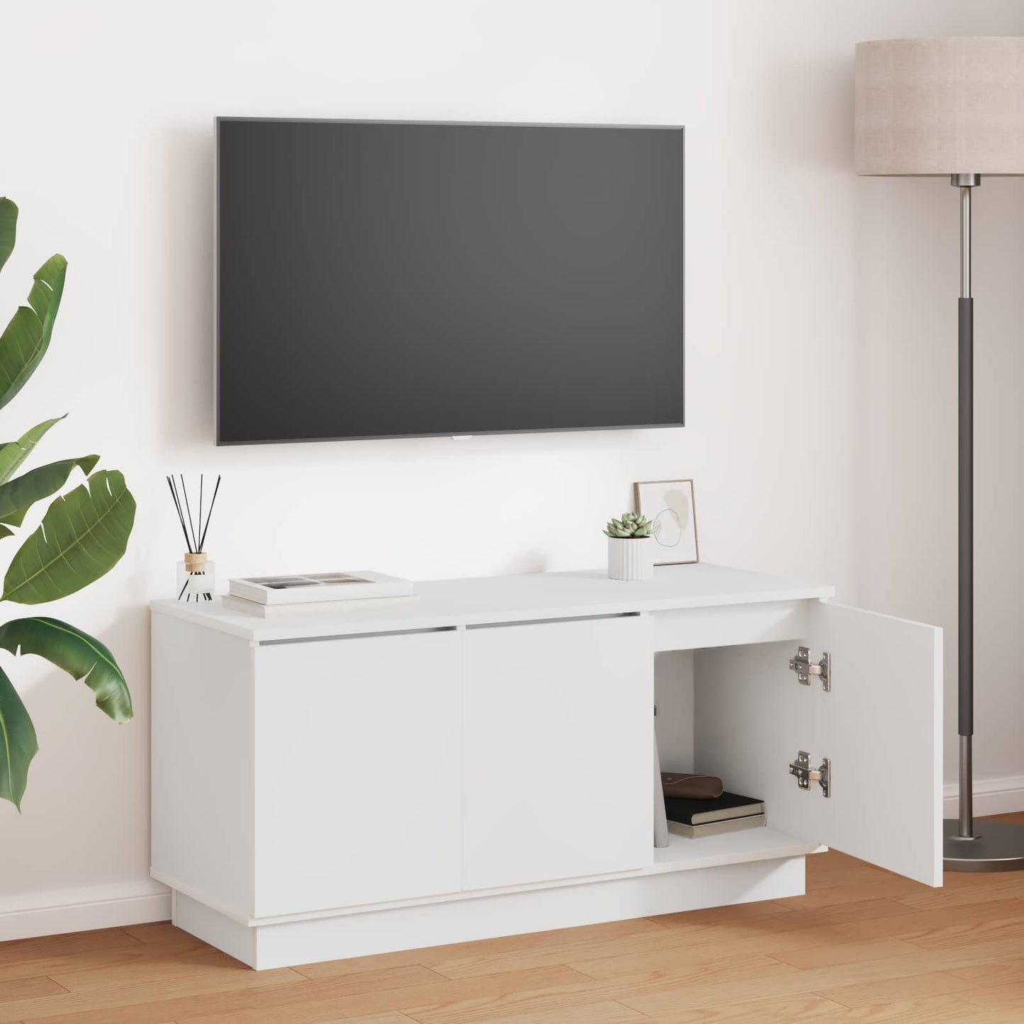 vidaXL Ντουλάπι TV 100 x 38 x 49 εκ. Λευκό Επεξεργασμένο Ξύλο