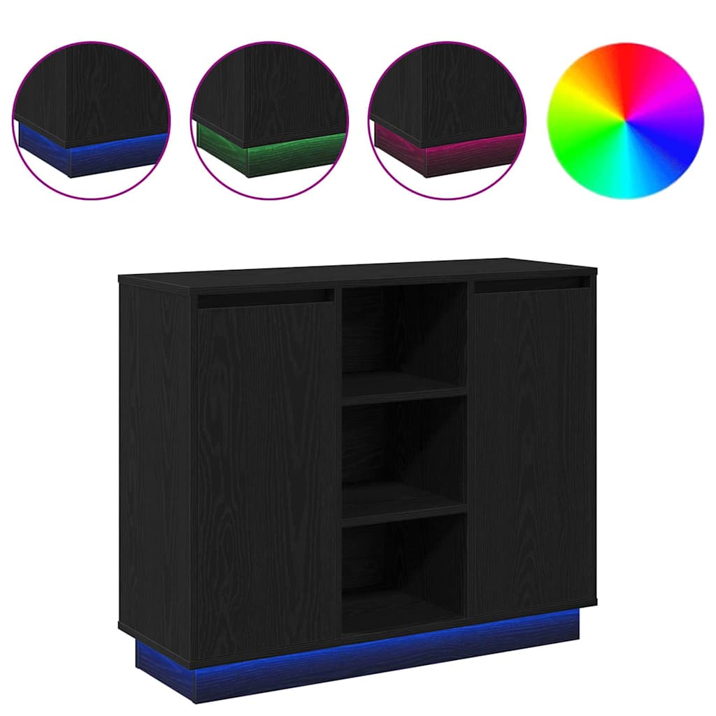 vidaXL Κομοδίνο με ράφι Μαύρη Οξυά 90 x 32 x 75 εκ Επεξεργασμένο ξύλο