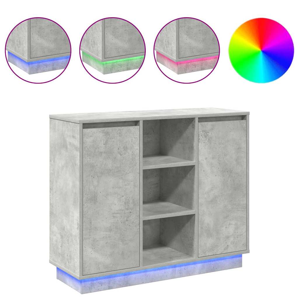 vidaXL Κομοδίνο Σκυρόδεμα Γκρι 90 x 32 x 75 εκ Επεξεργασμένο ξύλο