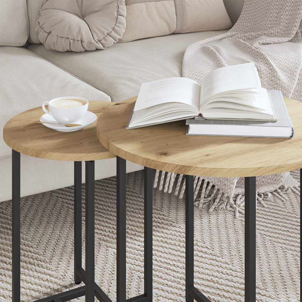vidaXL Σετ βοηθητικά τραπεζάκια 2 pcs Δρυς Artisan και Μαύρο