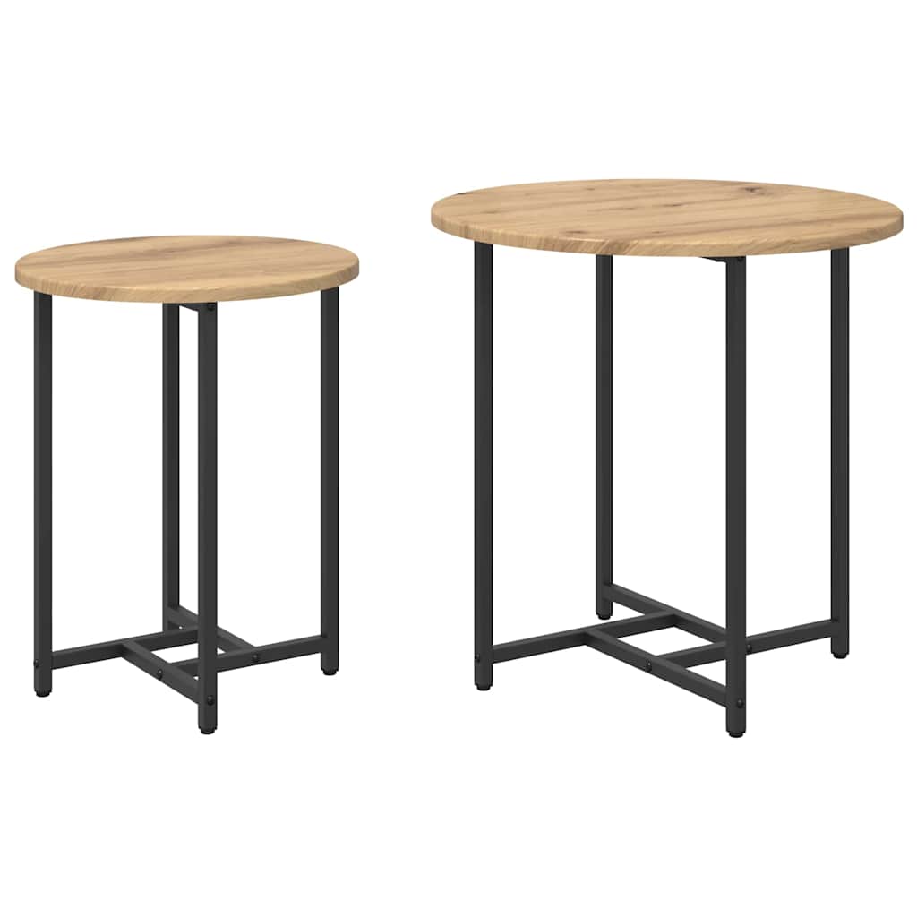 vidaXL Σετ βοηθητικά τραπεζάκια 2 pcs Δρυς Artisan και Μαύρο