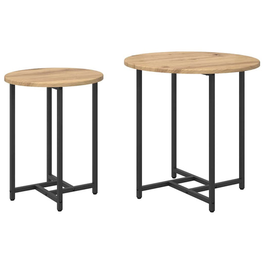 vidaXL Σετ βοηθητικά τραπεζάκια 2 pcs Δρυς Artisan και Μαύρο