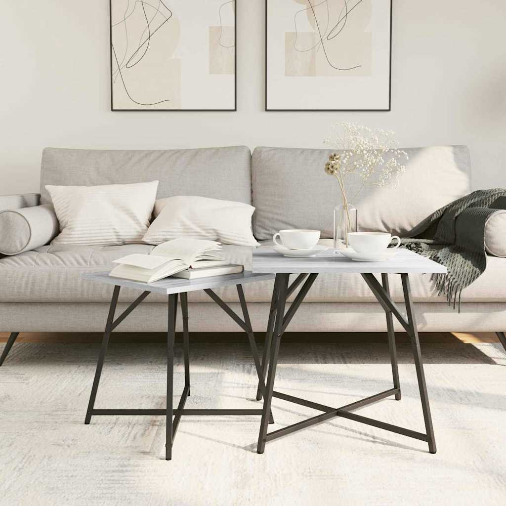 vidaXL Σετ βοηθητικά τραπεζάκια 2 pcs Γκρι σονόμα και Μαύρο