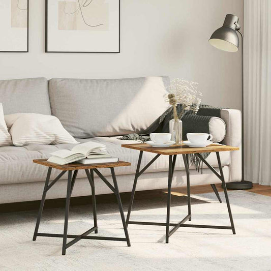 vidaXL Σετ βοηθητικά τραπεζάκια 2 pcs Παλιό ξύλο και Μαύρο