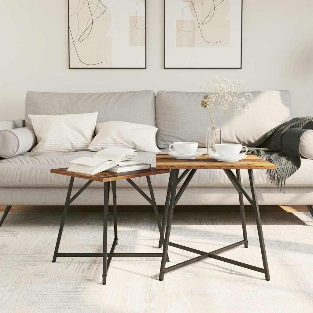 vidaXL Σετ βοηθητικά τραπεζάκια 2 pcs Παλιό ξύλο και Μαύρο