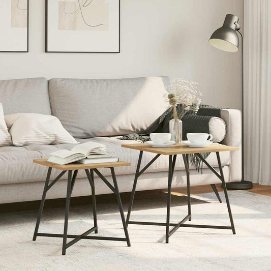 vidaXL Σετ βοηθητικά τραπεζάκια 2 pcs Δρυς Artisan και Μαύρο