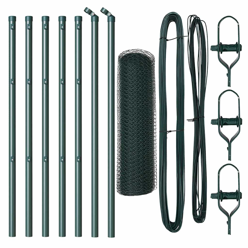 vidaXL Εξάγωνος Φράκτης Πράσινος 0.4x10 μ. Ατσάλι