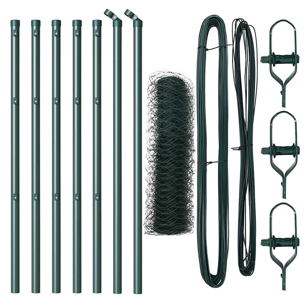 vidaXL Εξάγωνος Φράχτης Πράσινος 0.4x10 μ Ατσάλι