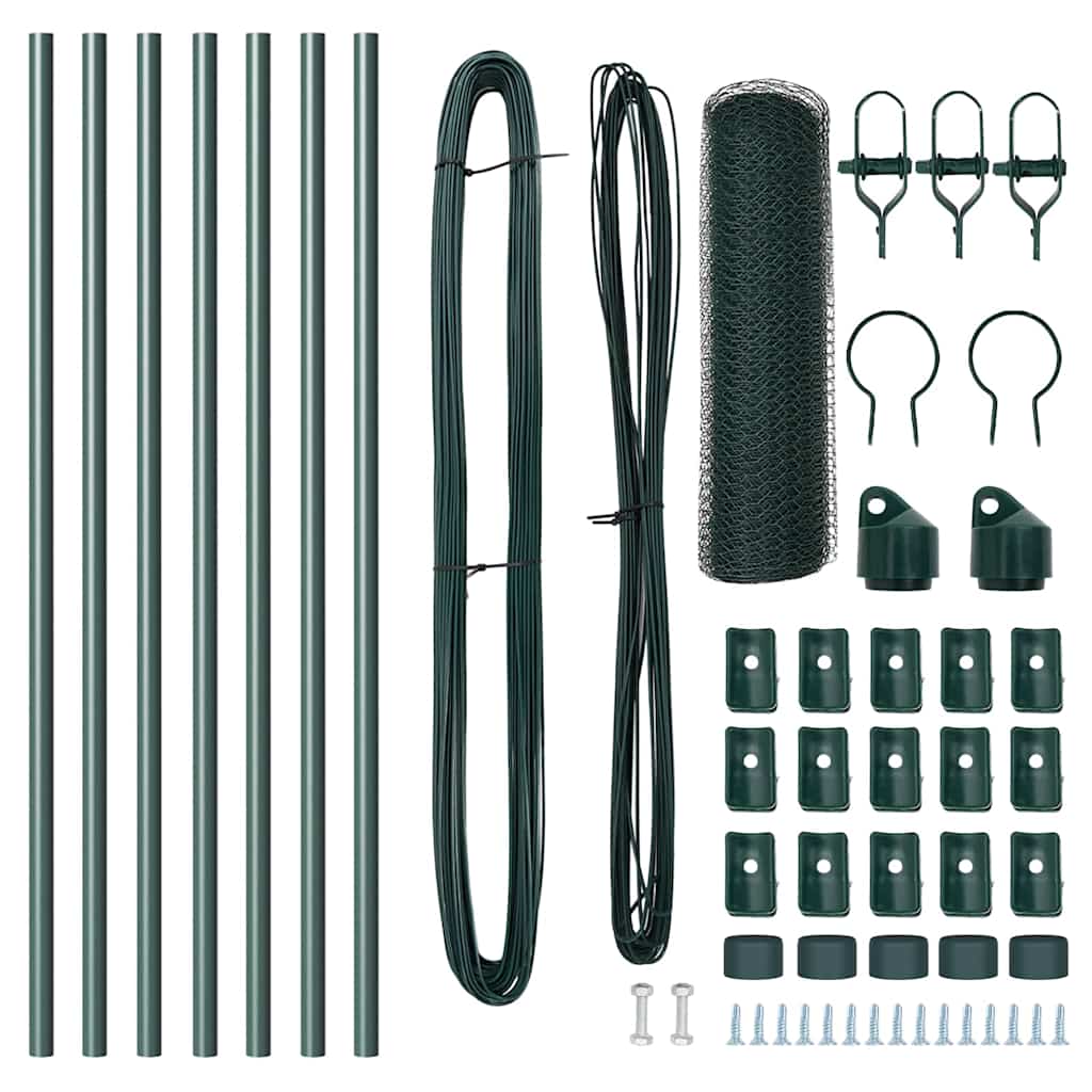 vidaXL Πράσινη Εξαγωνική Περιφράξη 0.8x10 μ Ατσάλι