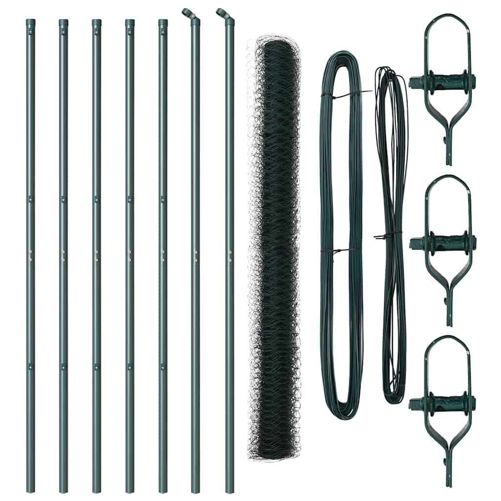 Εξαγωνικός Φράκτης vidaXL Πράσινος 1.6x10 μ Χάλυβας