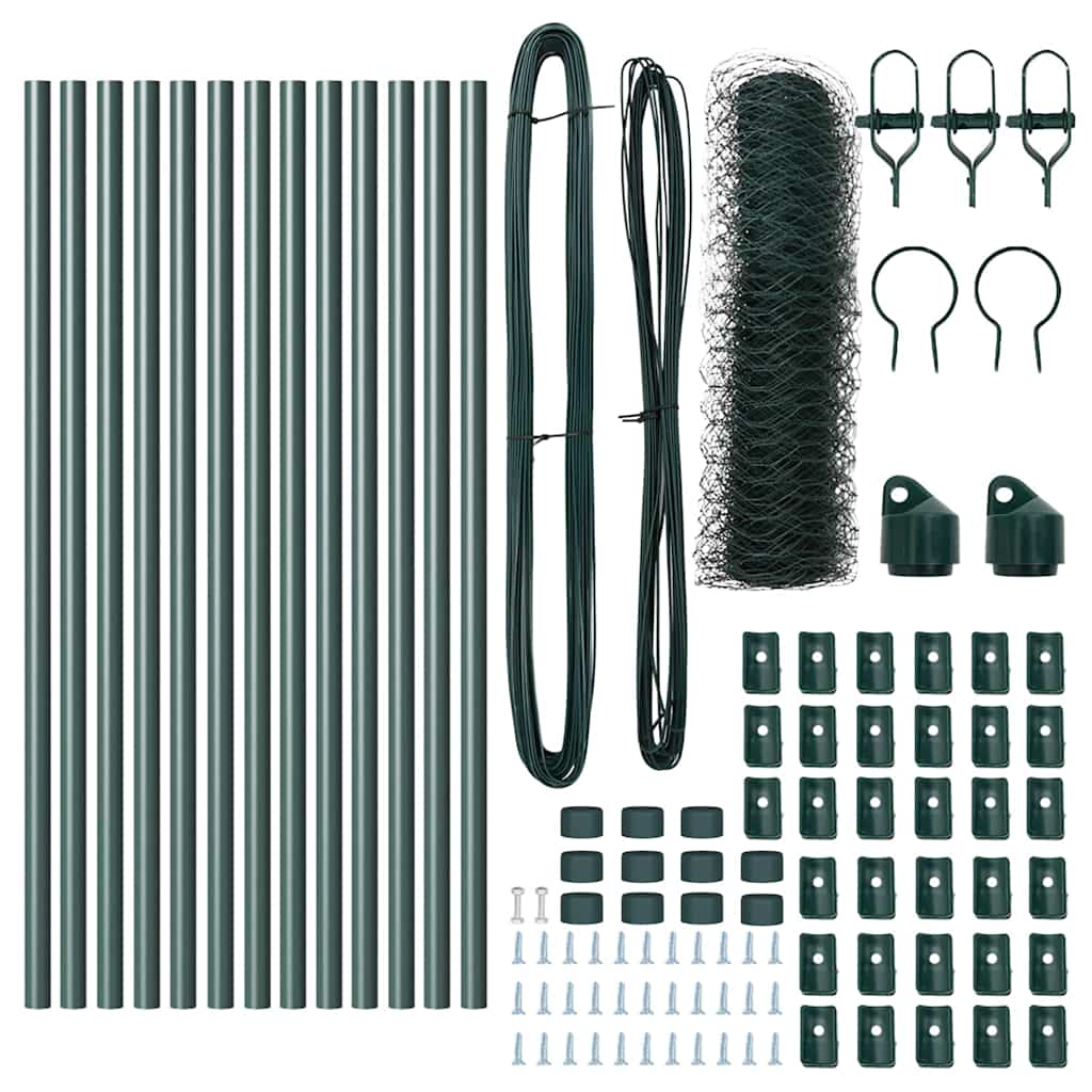 vidaXL Σετ Περίφραξης Σετ 2 Δάσος Πράσινο Χάλυβας με Πούδρου 25 x 0.5 μ