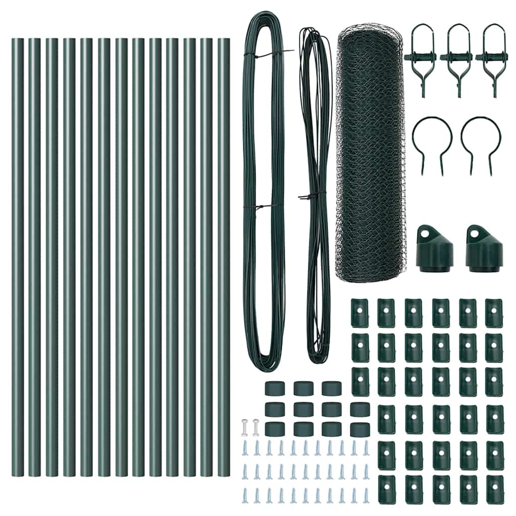 vidaXL Εξάγωνος Φράχτης Πράσινος 0.8x25 m Ατσάλι